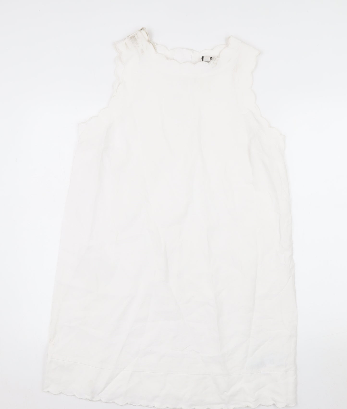 Marks and Spencer Women White Linen Blend Sleeveless Shift Dress Size 14