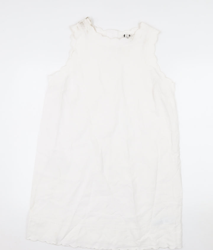 Marks and Spencer Women White Linen Blend Sleeveless Shift Dress Size 14