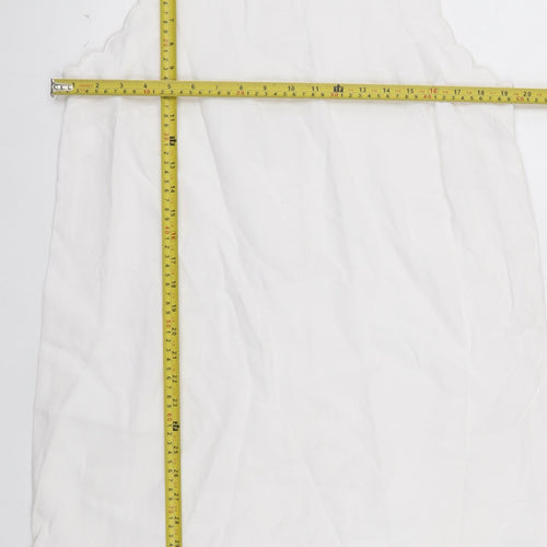 Marks and Spencer Women White Linen Blend Sleeveless Shift Dress Size 14
