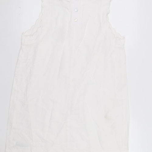 Marks and Spencer Women White Linen Blend Sleeveless Shift Dress Size 14