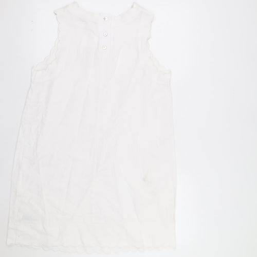 Marks and Spencer Women White Linen Blend Sleeveless Shift Dress Size 14