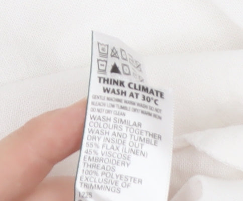 Marks and Spencer Women White Linen Blend Sleeveless Shift Dress Size 14