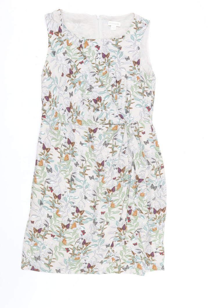 Monsoon Womens Multicoloured Floral Ruched Sheath Dress Size 14