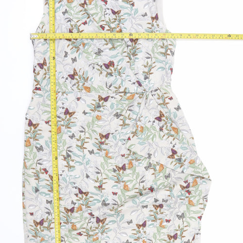 Monsoon Womens Multicoloured Floral Ruched Sheath Dress Size 14