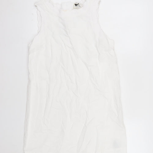 Marks and Spencer Women's White Linen Blend Sleeveless Shift Dress Size 10