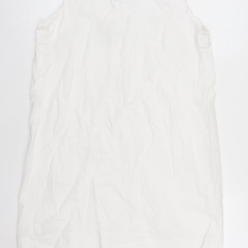 Marks and Spencer Women's White Linen Blend Sleeveless Shift Dress Size 10