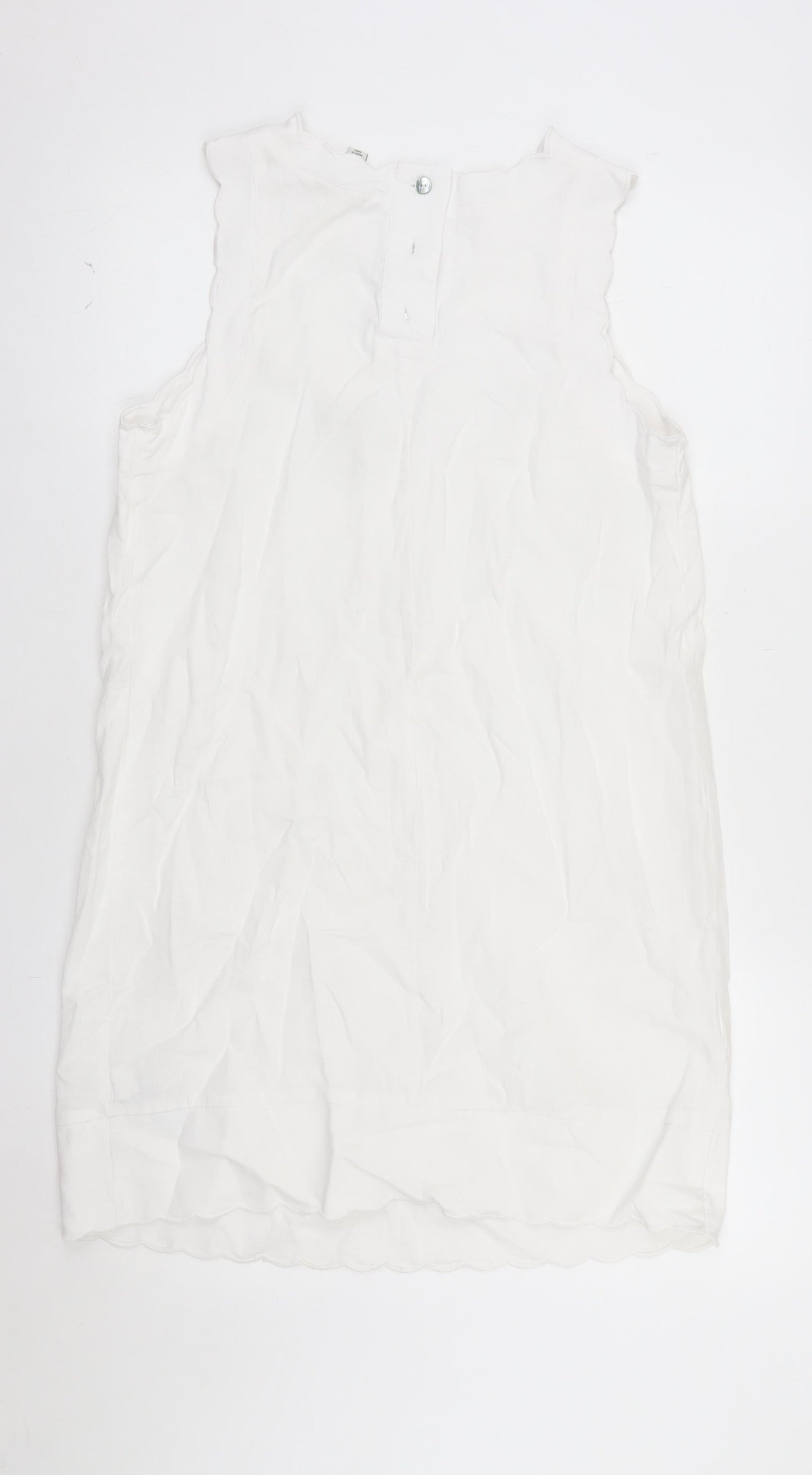 Marks and Spencer Women's White Linen Blend Sleeveless Shift Dress Size 10