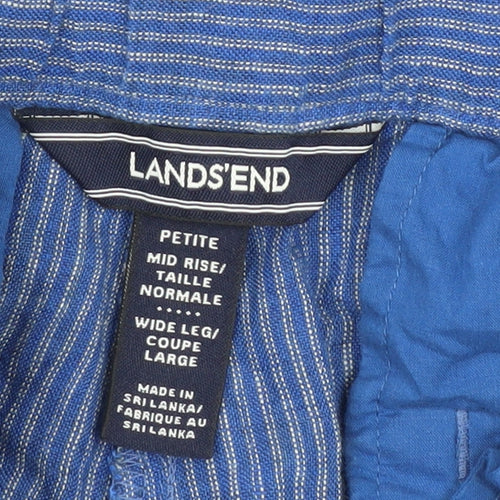 Lands' End Women's Blue Linen Petite Wide-Leg Mid Rise Trousers