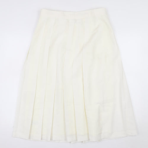 Marks and Spencer Women Ivory Pleated Midi Skirt Size 18 Lined