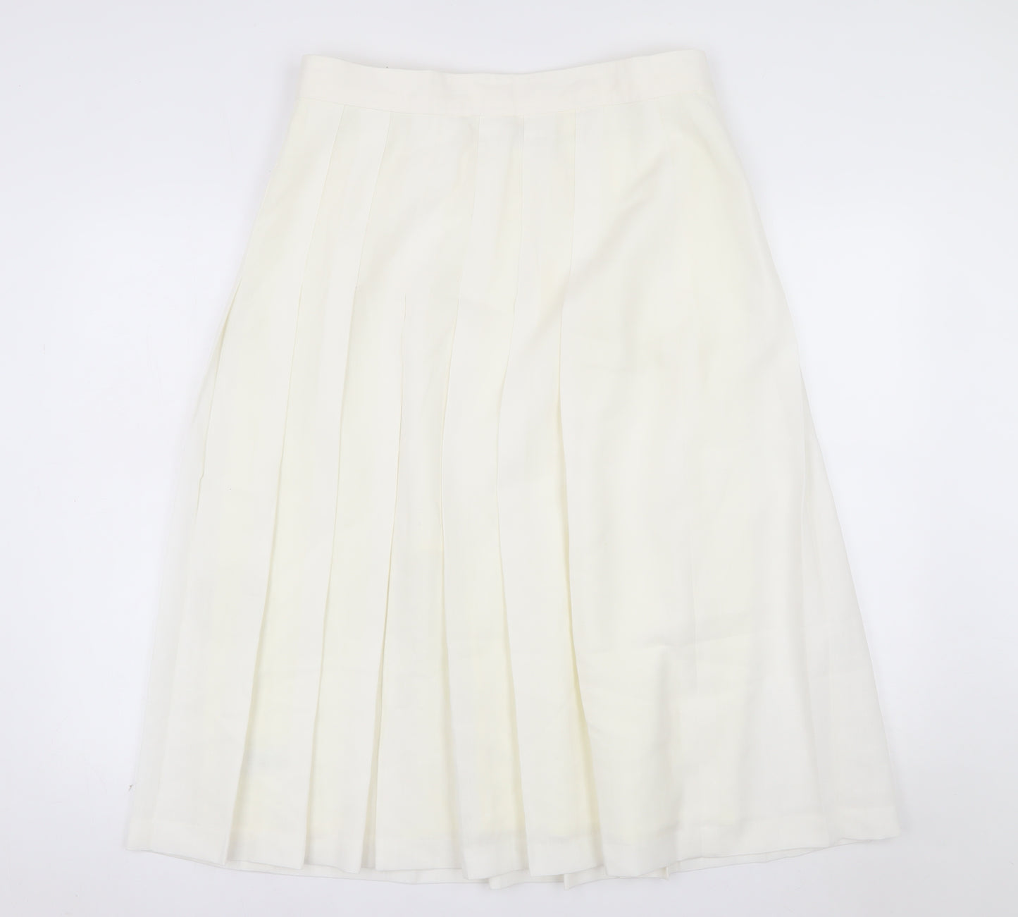 Marks and Spencer Women Ivory Pleated Midi Skirt Size 18 Lined