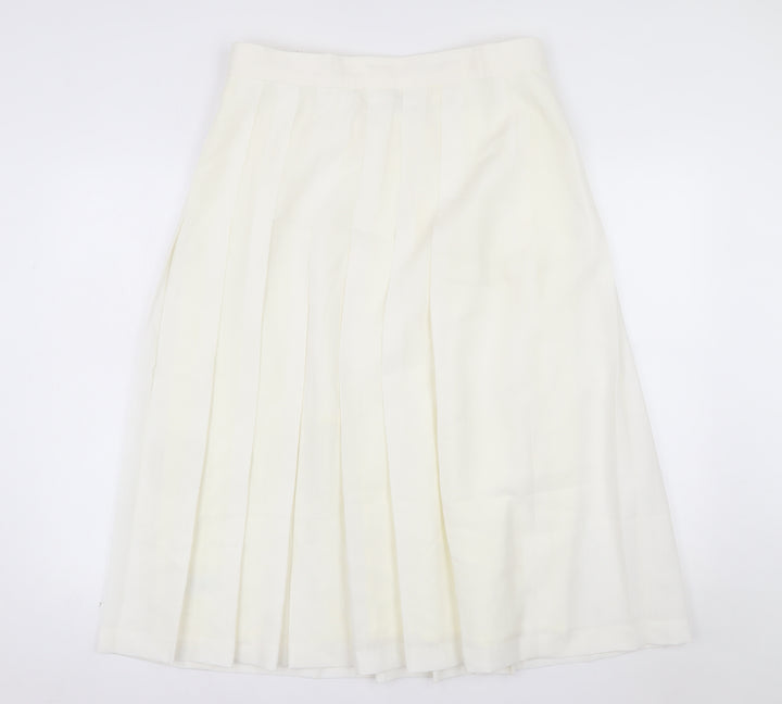 Marks and Spencer Women Ivory Pleated Midi Skirt Size 18 Lined