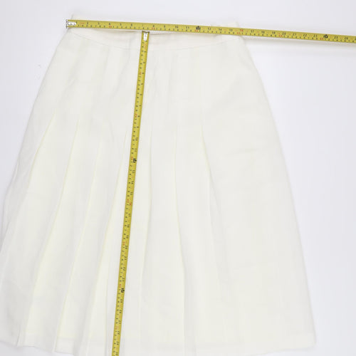 Marks and Spencer Women Ivory Pleated Midi Skirt Size 18 Lined