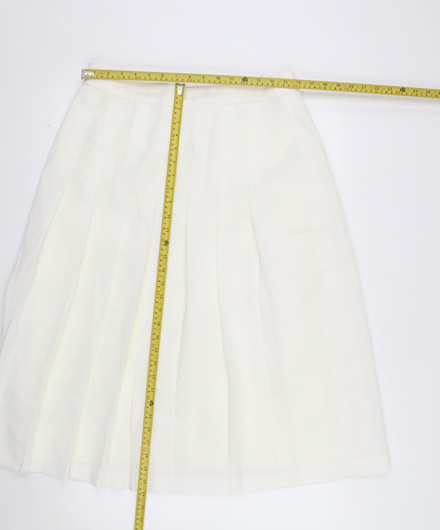 Marks and Spencer Women Ivory Pleated Midi Skirt Size 18 Lined