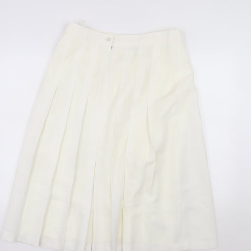 Marks and Spencer Women Ivory Pleated Midi Skirt Size 18 Lined