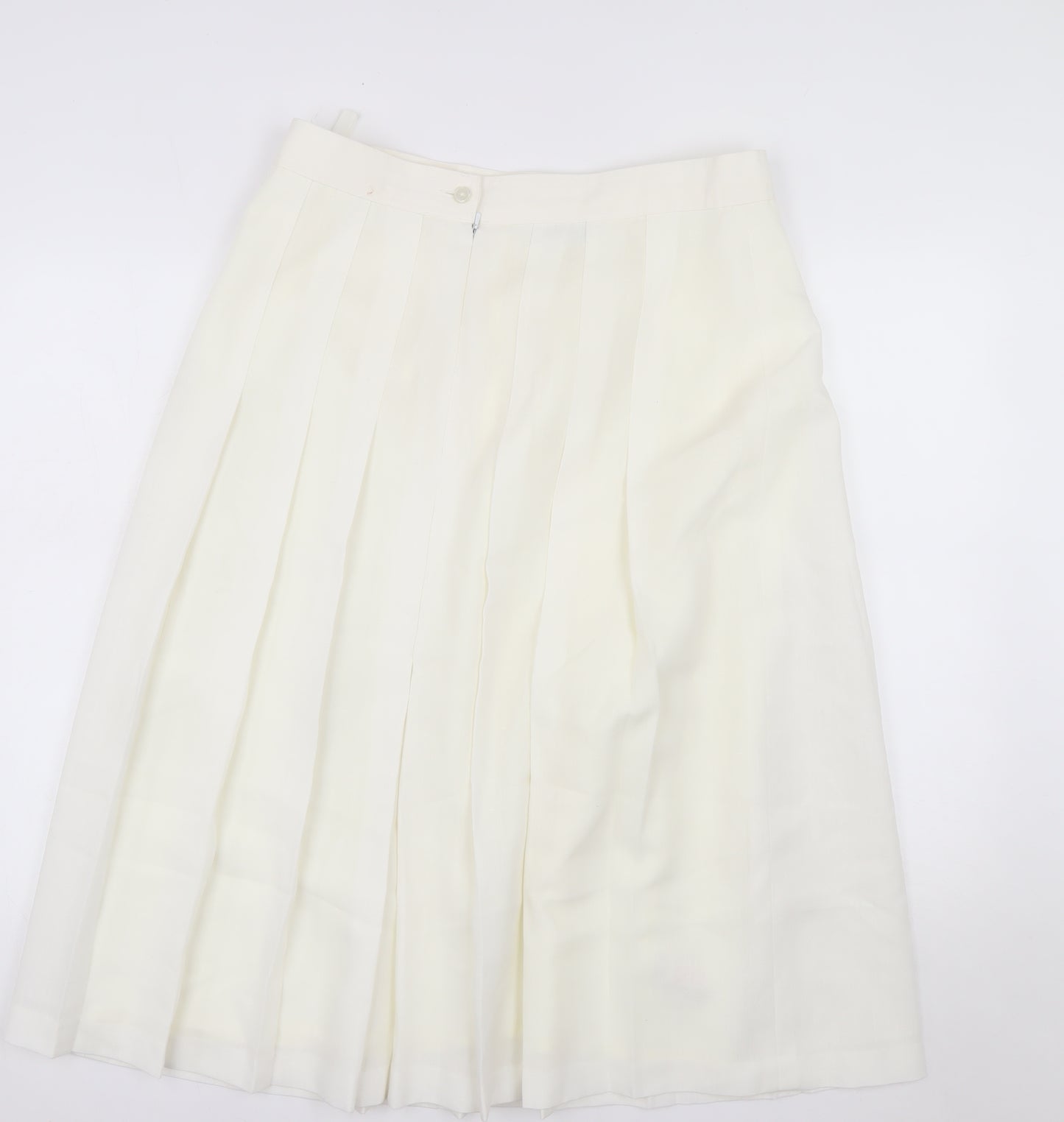 Marks and Spencer Women Ivory Pleated Midi Skirt Size 18 Lined