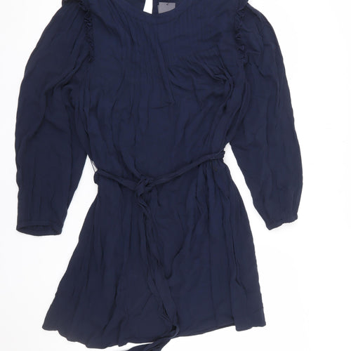 Marks and Spencer Women's Blue Size 24 Fit & Flare Pleated Dress