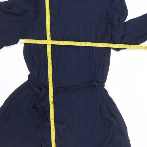 Marks and Spencer Women's Blue Size 24 Fit & Flare Pleated Dress