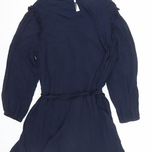Marks and Spencer Women's Blue Size 24 Fit & Flare Pleated Dress