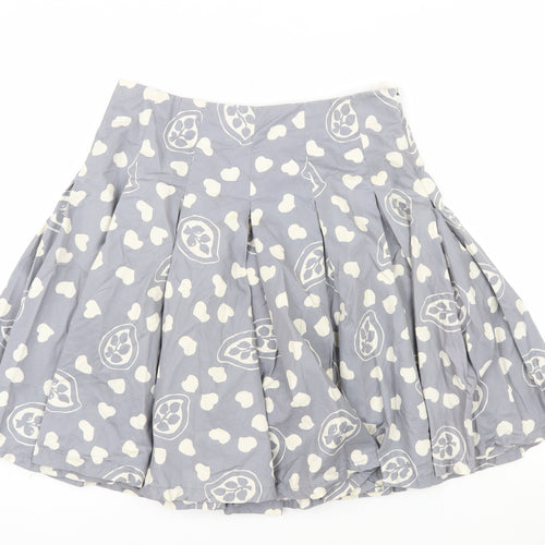 Toast Womens Grey Cotton A-Line Pleated Skirt Size 10