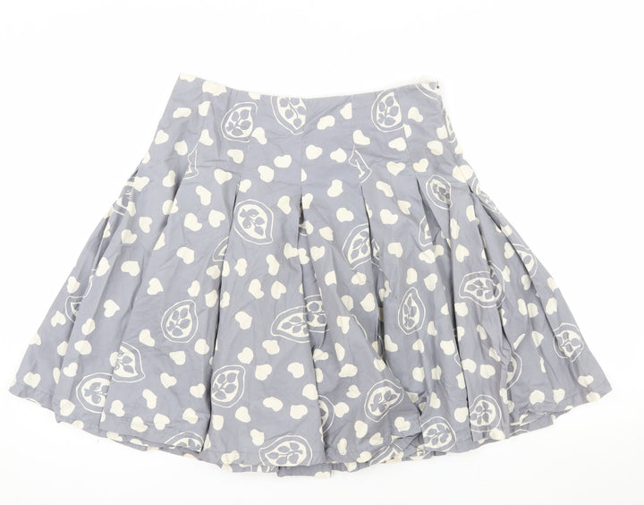 Toast Womens Grey Cotton A-Line Pleated Skirt Size 10