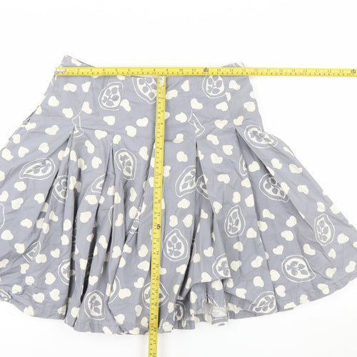 Toast Womens Grey Cotton A-Line Pleated Skirt Size 10