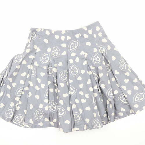 Toast Womens Grey Cotton A-Line Pleated Skirt Size 10
