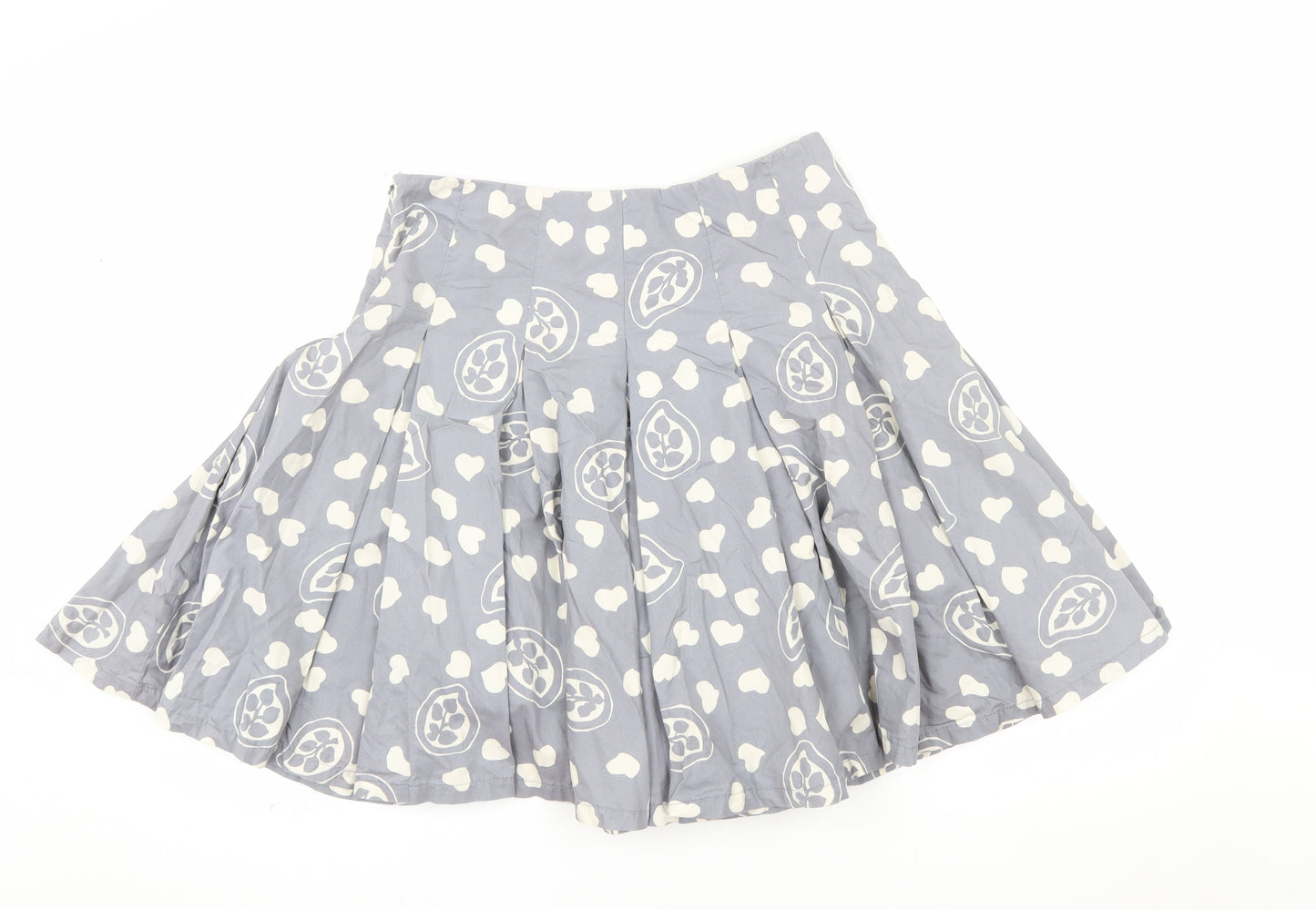 Toast Womens Grey Cotton A-Line Pleated Skirt Size 10