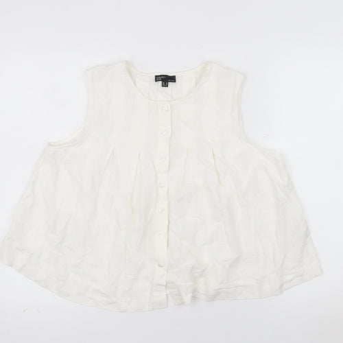 Nobody’s Child Women’s Ivory Linen Tunic Blouse UK 12