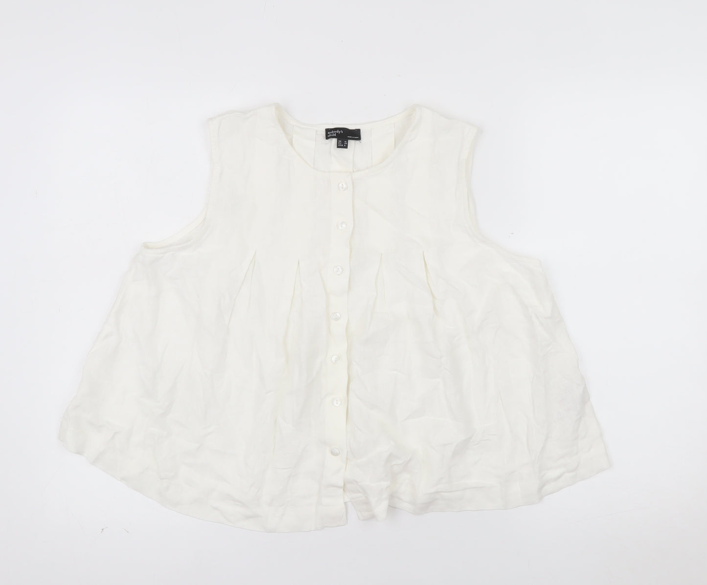 Nobody’s Child Women’s Ivory Linen Tunic Blouse UK 12