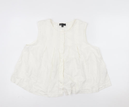 Nobody’s Child Women’s Ivory Linen Tunic Blouse UK 12