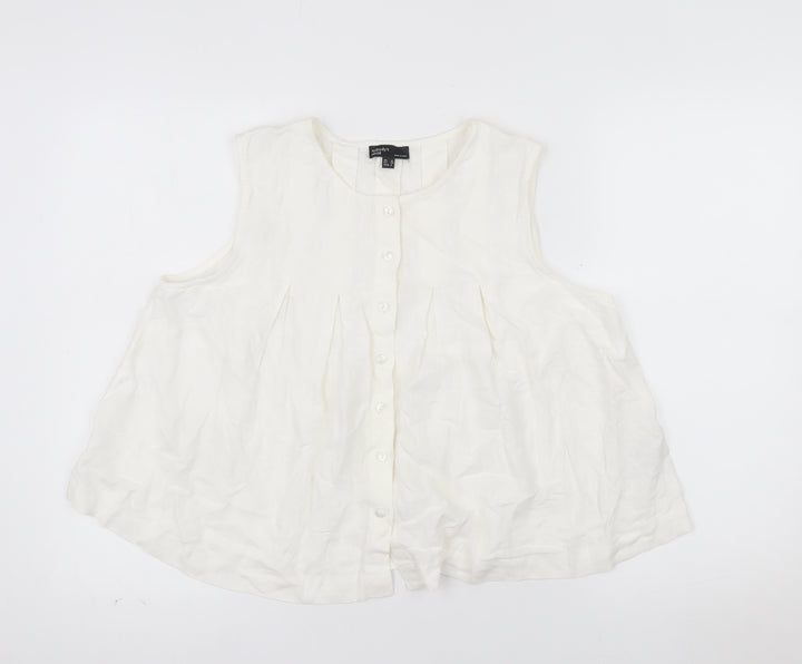 Nobody’s Child Women’s Ivory Linen Tunic Blouse UK 12