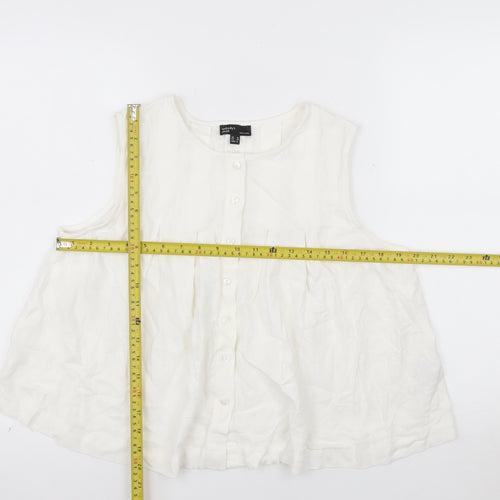 Nobody’s Child Women’s Ivory Linen Tunic Blouse UK 12