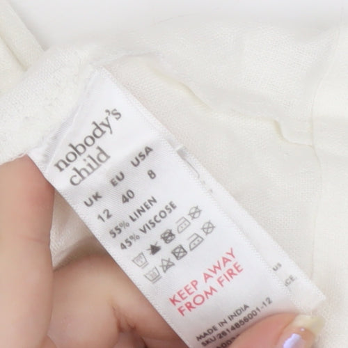 Nobody’s Child Women’s Ivory Linen Tunic Blouse UK 12