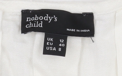 Nobody’s Child Women’s Ivory Linen Tunic Blouse UK 12