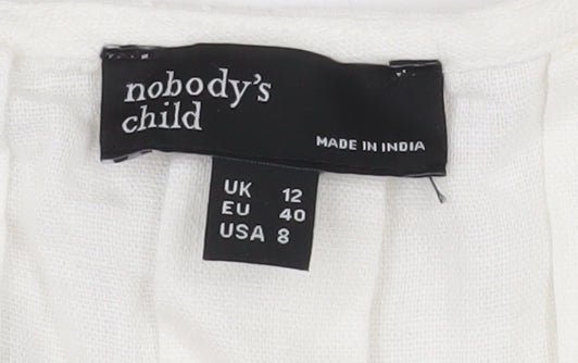 Nobody’s Child Women’s Ivory Linen Tunic Blouse UK 12