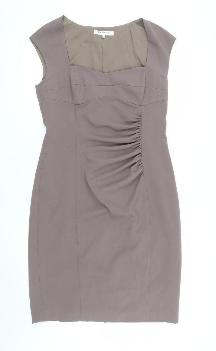 L.K. Bennett Women's Brown Sheath Dress UK 14 Knee Length Workwear