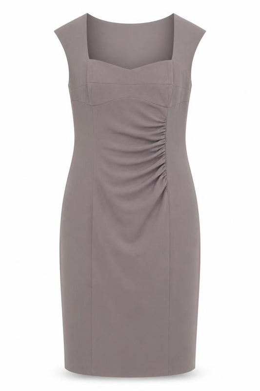 Front view of L.K. Bennett Women's Brown Sheath Dress UK 14 Knee Length Workwear
