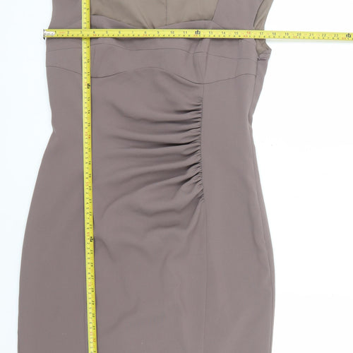 L.K. Bennett Women's Brown Sheath Dress UK 14 Knee Length Workwear