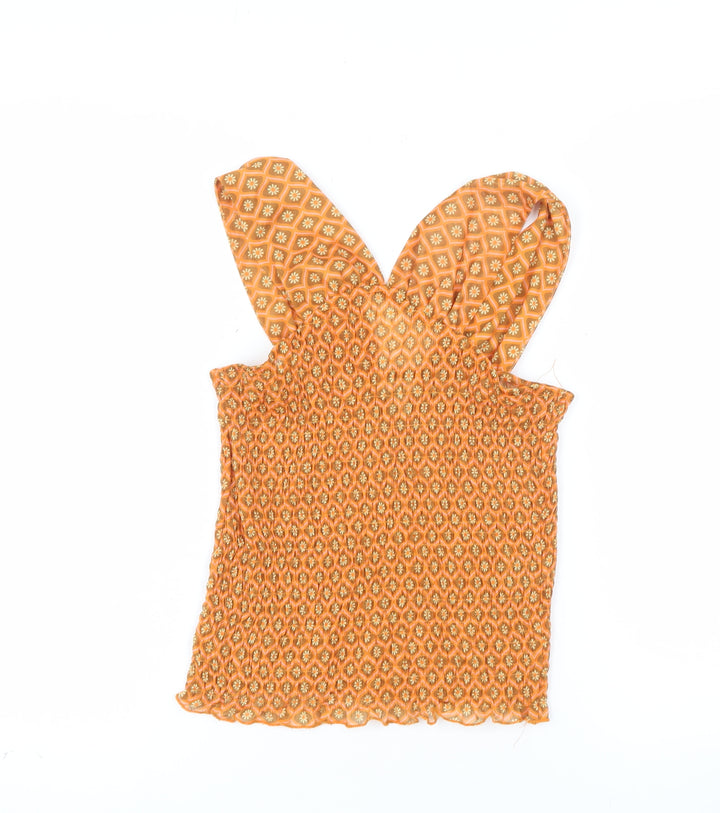 River Island Womens Orange Geometric Camisole Tank Top Size 8