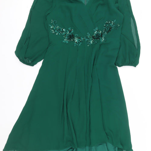 Ever Pretty Women's Green Size 12 Fit & Flare Embroidered Party Dress