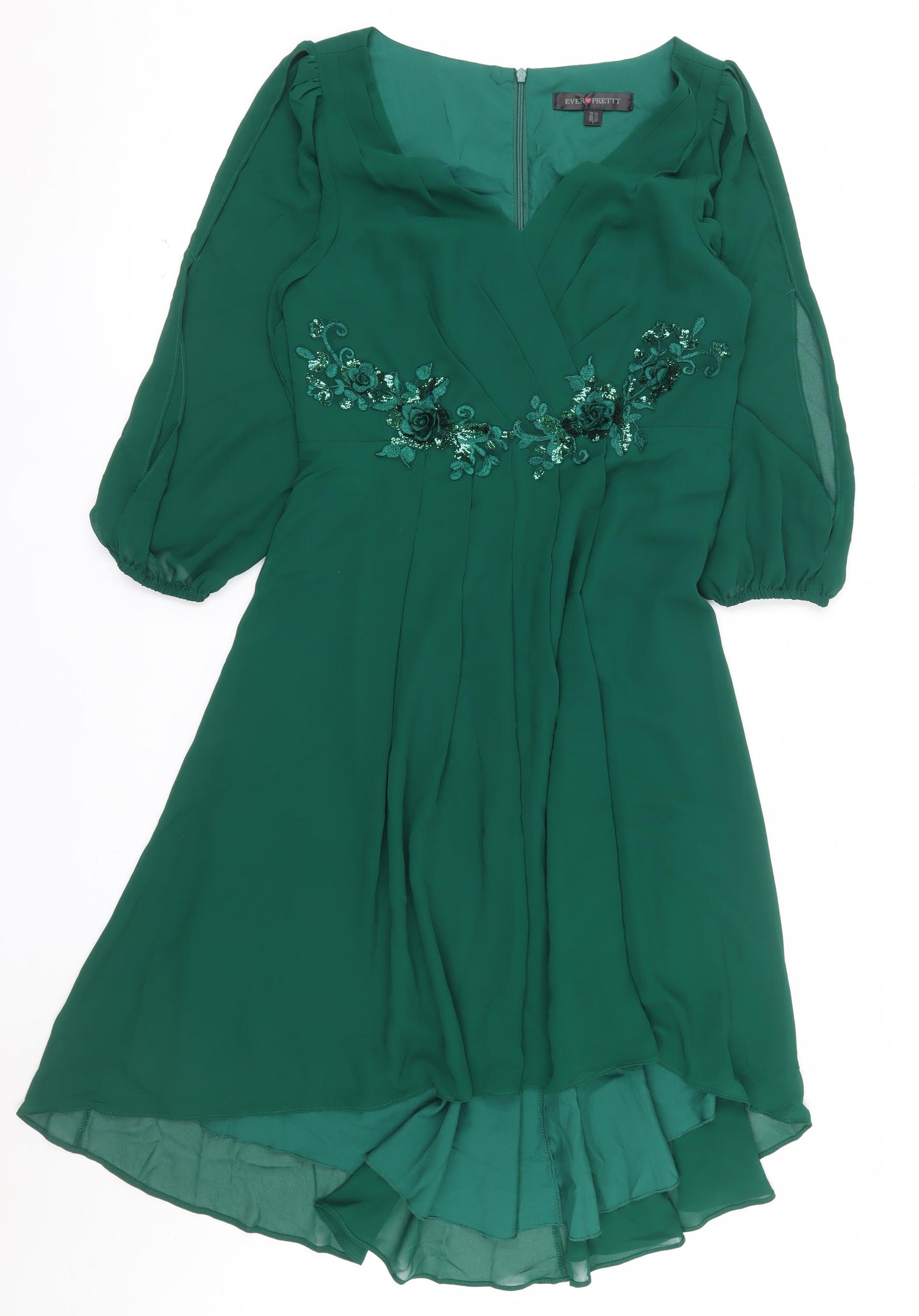 Ever Pretty Women's Green Size 12 Fit & Flare Embroidered Party Dress