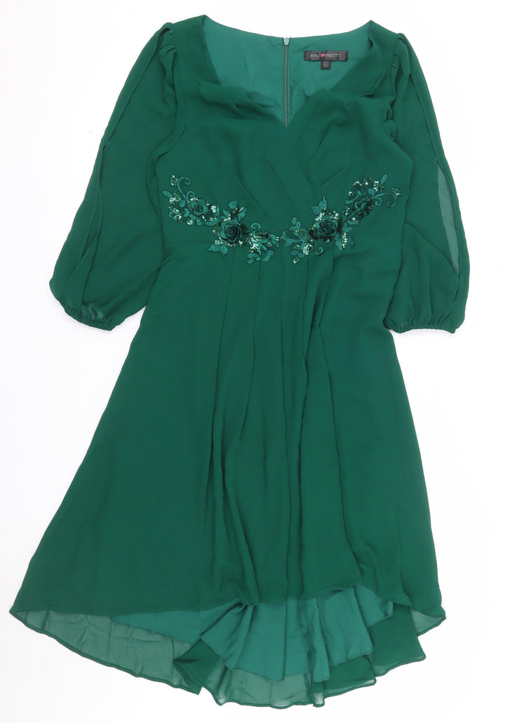 Ever Pretty Women's Green Size 12 Fit & Flare Embroidered Party Dress