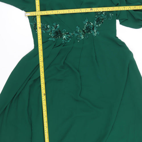 Ever Pretty Women's Green Size 12 Fit & Flare Embroidered Party Dress