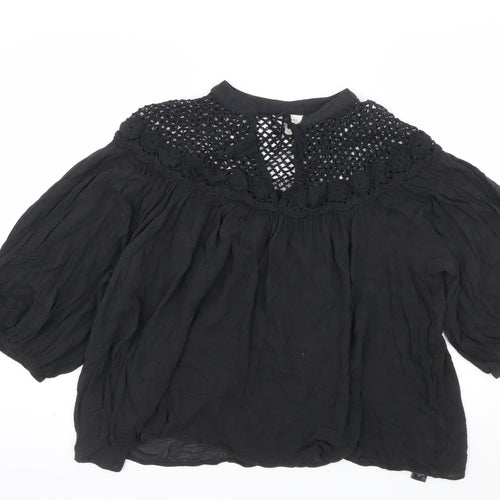 Marks and Spencer Per Una Women's Black Crochet Boho Blouse Size 14