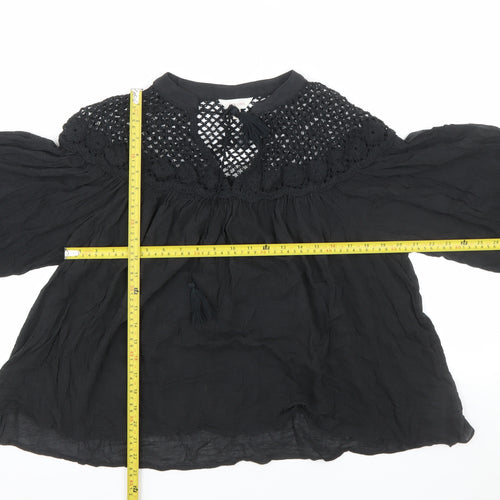 Marks and Spencer Per Una Women's Black Crochet Boho Blouse Size 14
