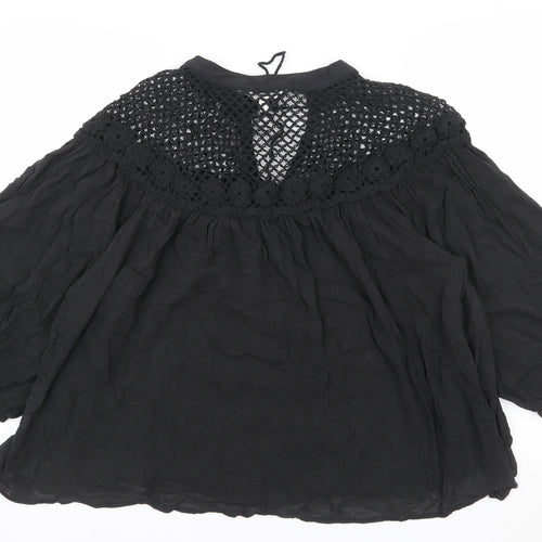Marks and Spencer Per Una Women's Black Crochet Boho Blouse Size 14