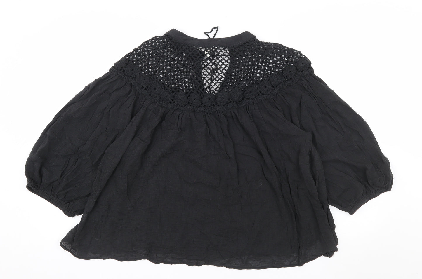 Marks and Spencer Per Una Women's Black Crochet Boho Blouse Size 14