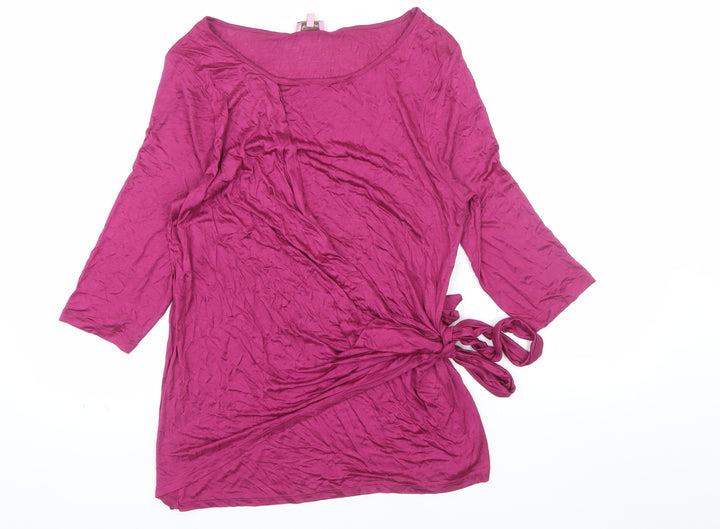 Phase Eight Women's Pink Wrap Blouse Size 14 Viscose 3/4 Sleeve