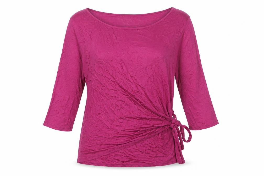 Front view of Phase Eight Women's Pink Wrap Blouse, size 14, Viscose 3/4 Sleeve