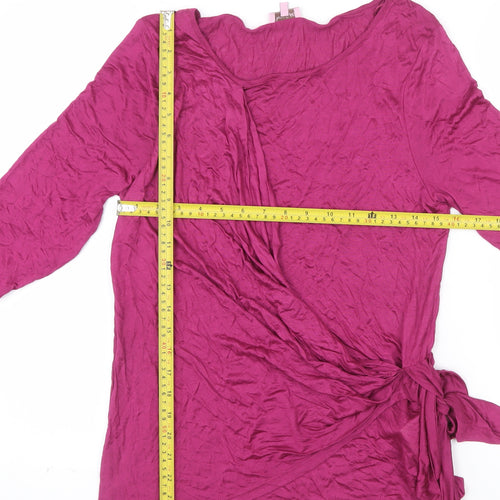 Phase Eight Women's Pink Wrap Blouse Size 14 Viscose 3/4 Sleeve